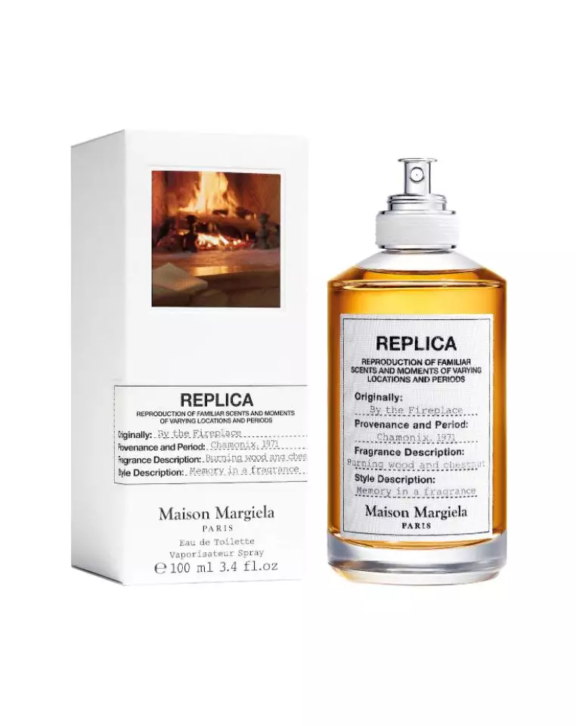 By the Fireplace, Maison Martin Margiela, Replica, unisex perfume, woody fragrance, smoky, warm, chestnut, vanilla, cloves, pink pepper, guaiac wood, juniper, Peru balsam, cashmeran, cozy, sweet, spicy