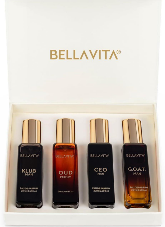 Bella Vita men’s perfume set, luxury perfume gift set, men’s mini perfume set, 4-piece fragrance set, KLUB MAN, OUD PARFUM, CEO MAN, GOAT MAN, men’s Eau de Parfum, oriental fragrance, woody perfume, spicy fragrance, oud perfume, men’s gift set, travel perfume set, luxury men’s fragrance