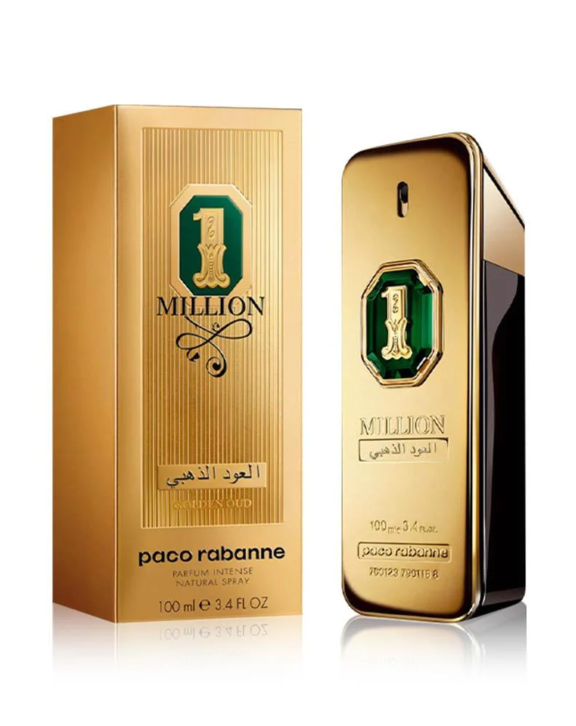 Rabanne 1 Million Golden Oud, 1 Million Golden Oud, Men's EDP, Oud Perfume, Leather Fragrance, Rabanne Perfume, Saffron, Nutmeg, Black Pepper, Bergamot, Patchouli, Sandalwood, Oud, Cedarwood, Labdanum