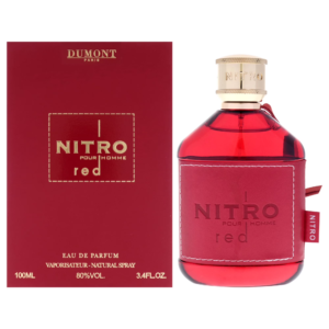 Nitro Red, Dumont Paris, Men’s Perfume, Spicy Woody, Pink Pepper, Cinnamon, Bergamot, Lavender, Vanilla, Sandalwood, Amber, Warm Fragrance, Long Lasting, Masculine Scent, Eau de Parfum