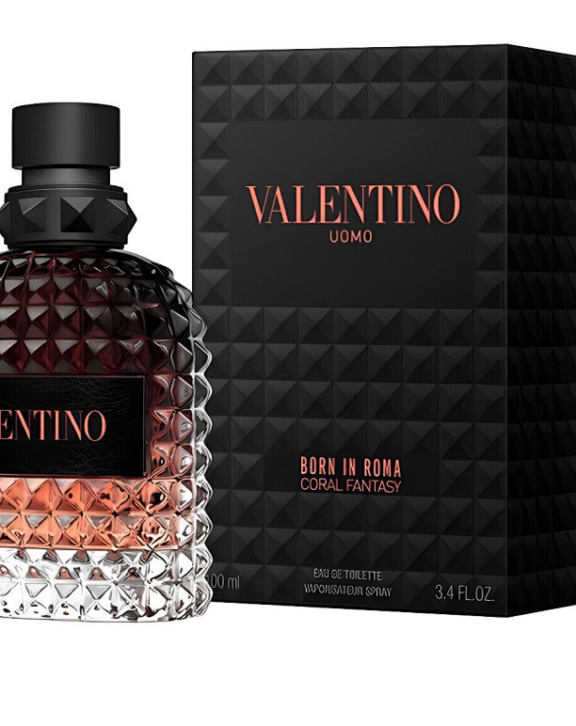 Valentino Uomo Coral Fantasy, Born In Roma Coral Fantasy, Valentino Uomo Perfume, Valentino Men's Fragrance, Men's Perfume, Woody Aromatic Fragrance, Red Apple Perfume, Cardamom Fragrance, Calabrian Bergamot, Lavender Perfume, Geranium, Clary Sage, Tobacco Leaf, Patchouli, Haitian Vetiver, Long Lasting Men's Fragrance