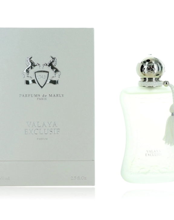Valaya Exclusif, Parfums de Marly Valaya Exclusif, Valaya Exclusif Perfume, Women's Perfume, Powdery Perfume, Almond Fragrance, Vanilla Perfume, White Floral, Orange Blossom, Woody Perfume, Ambroxan Fragrance, Luxury Perfume, EDP
