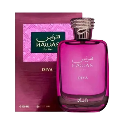 Rasasi Hawas Diva, Hawas For Her Diva, Rasasi Perfume, Women's EDP, Oriental Floral Fragrance, Fruity Perfume, Blackcurrant, Bergamot, Pear, Jasmine Sambac, Tuberose, Rose Perfume, Vanilla, Sandalwood, Musk