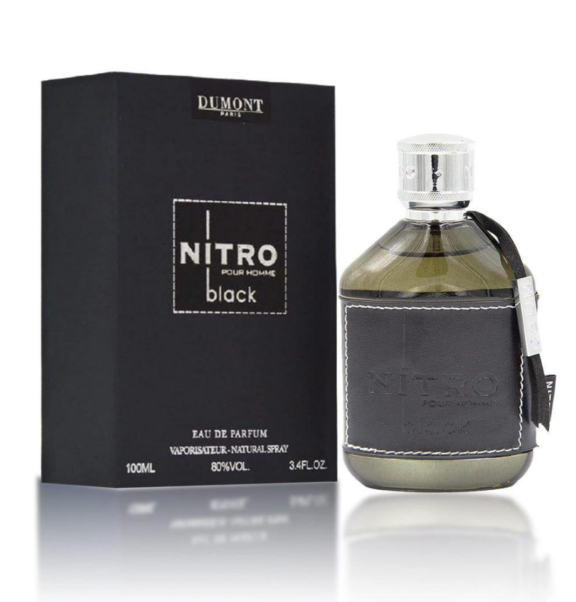 Dumont Nitro Black, Nitro Black, Men’s Perfume, Woody Spicy, Black Pepper, Bergamot, Cardamom, Saffron, Lavender, Sandalwood, Patchouli, Amber, Musk, Dark Fragrance, Seductive Scent, Masculine Perfume