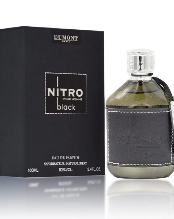 Dumont Nitro Black, Nitro Black, Men’s Perfume, Woody Spicy, Black Pepper, Bergamot, Cardamom, Saffron, Lavender, Sandalwood, Patchouli, Amber, Musk, Dark Fragrance, Seductive Scent, Masculine Perfume