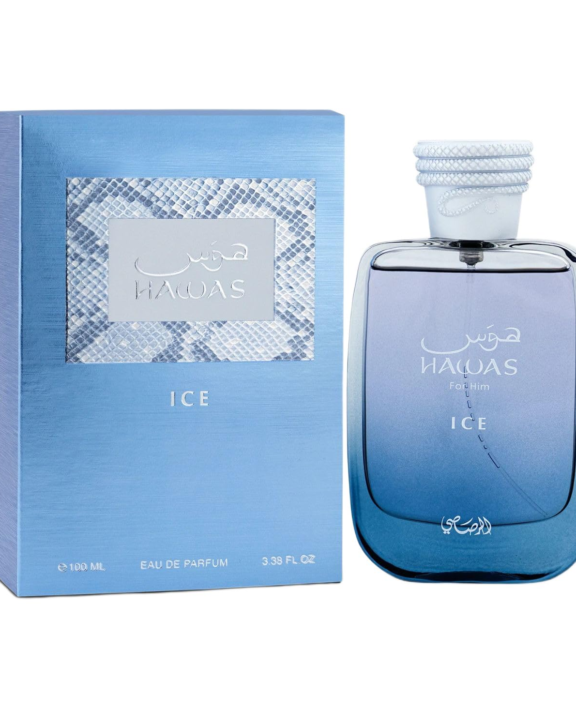 Rasasi Hawas Ice, Hawas Ice For Him, Rasasi Perfume, Men's EDP, Aromatic Aquatic Fragrance, Woody Perfume, Bergamot, Mint Fragrance, Citrus Scent, Aquatic Perfume, Lavender, Rosemary, Cedarwood, Vetiver, White Musk
