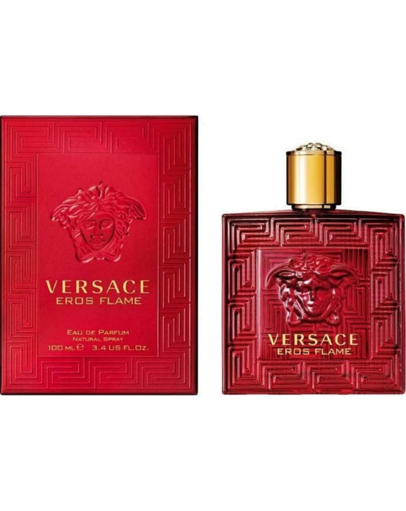 Versace Eros Flame, Eros Flame Perfume, Versace Men's Perfume, Men's Fragrance, Woody Spicy Fragrance, Mandarin Perfume, Madagascar Pepper, Lemon Fragrance, Rosemary Scent, Geranium Perfume, Rose Fragrance, Vanilla Perfume, Tonka Bean, Sandalwood Fragrance, Cedar Perfume, Patchouli, Oakmoss, Long Lasting Men's Fragrance