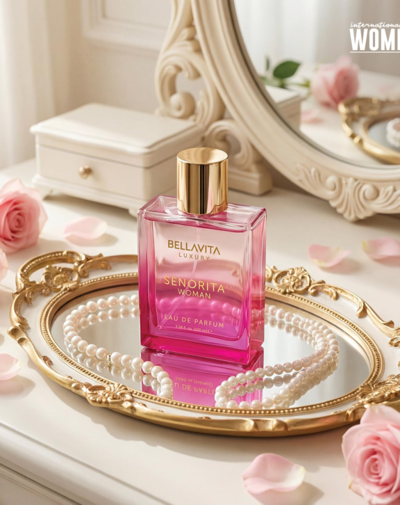 Bella Vita Senorita Woman, Senorita perfume, women’s perfume, feminine fragrance, fruity floral perfume, Floriental fragrance, passionfruit perfume, jasmine fragrance, orange blossom, vanilla perfume, amber fragrance, romantic perfume, sweet fragrance, luxury Eau de Parfum, long-lasting women’s perfume