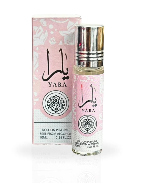 Yara perfume oil, Lattafa Yara, roll-on perfume, perfume oil for women, sweet perfume, floral gourmand, vanilla perfume, fruity floral, pink perfume, alcohol-free perfume oil, 10ml perfume