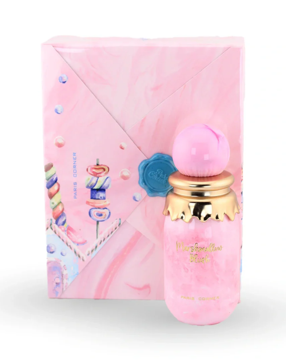 Paris Corner Marshmallow Blush, Marshmallow Blush Perfume, Paris Corner Perfume, Women's Perfume, Gourmand Floral Fragrance, Strawberry Perfume, Raspberry Fragrance, Marshmallow Scent, Jasmine, Rose, Vanilla, White Musk, Sandalwood, Sweet Perfume, Cozy Fragrance