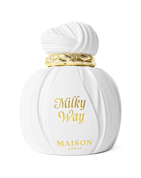 Maison Asrar Milky Way, Maison Asrar, gourmand fragrance, floral perfume, woody fragrance, milky, coconut, bergamot, jasmine, lily of the valley, peony, vanilla, musk, sandalwood, dreamy, creamy, soft, celestial, elegant