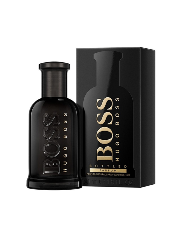Hugo Boss, Boss Bottled Parfum, Men's Parfum, Leather Fragrance, Olibanum, Mandarin Orange, Fig Tree, Orris, Cedar, Leather, Woody, Warm, Smoky, Earthy, Elegant, Sophisticated, Masculine, Intense, Luxury Fragrance.