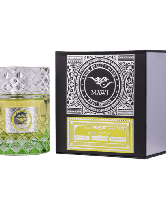 Mawj Appletini, Appletini Perfume, Mawj Perfume, Fruity Fresh Fragrance, Woody Perfume, Green Apple Perfume, Lime Fragrance, Pear Perfume, Violet Leaf Scent, Mint Fragrance, Jasmine Perfume, Cedarwood Fragrance, Musk Perfume, Amber Fragrance